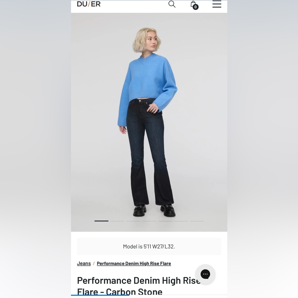 DU/ER Performance Denim High Rise Flare Jeans Women’s 30x32 Stretch Comfort $129